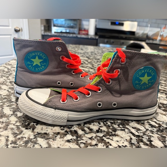Converse Shoes - Double Layer Converse Gray/Neon